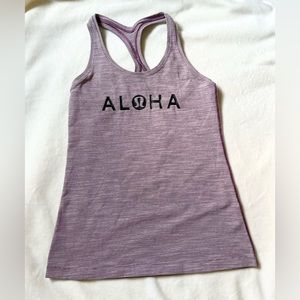 Lululemon ALOHA Hawaii Cool Racerback II M 8/10/12 Frosted Mulberry